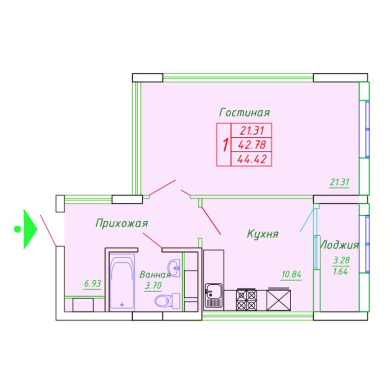 Планировка комнаты 14 м2