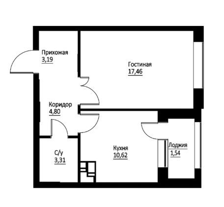 Дизайн однокомнатной квартиры 41 м2